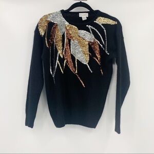 Vintage 1980s Silk & Angora Blend Sequins Sweater